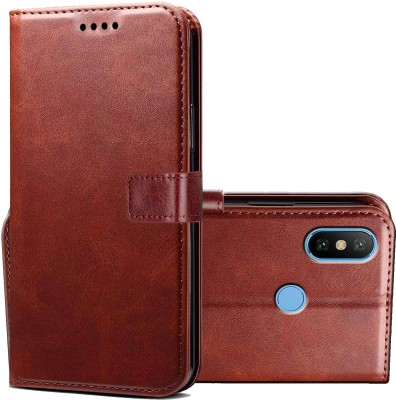 AFEKSO Flip Cover for Mi Redmi Note 5 Pro(Brown, Magnetic Case, Pack of: 1)