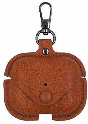 KHR Leather Press and Release Headphone Case For Apple Airpods Pro 1st Generation(Apple Airpods pro 2019 Leather Case Brown)