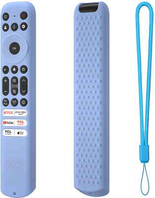 Oboe Front & Back Case for TCL TV Remote 2024 Model / TCL TV V6B SERIES QLED Remote Protective Cover with Lanyard(Blue, Shock Proof, Silicon, Pack of: 1)