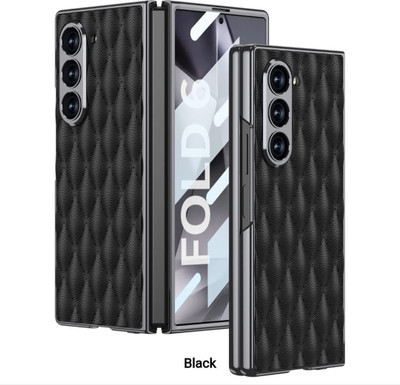 NazarBattu Front & Back Case for Samsung Galaxy Z Fold 6 Leather Cushion With Inbuilt Front Screen Guard(Black, Grip Case, Pack of: 1)