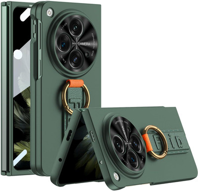 Midkart Front & Back Case for OnePlus Open Wristband Strap Cover with Ring Holder Front Glass Camera Protection Case(Green, Hard Case, Pack of: 1)