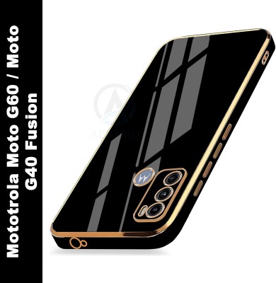 AESTMO Back Cover for Motorola Moto G60, Motorola Moto G40 Fusion(Black, Gold, Dual Protection, Silicon, Pack of: 1)