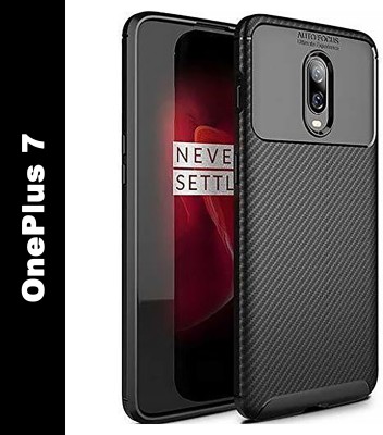 KloutCase Back Cover for Oneplus 7, Carbon Fiber Shock Proof, Rugged Armor with Metallic Brush(Black, Grip Case, Silicon, Pack of: 1)