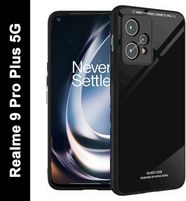 Surestuff Back Cover for Realme 9 Pro Plus 5G Glass Back Case, Luxurious Glass Cover(Black, Camera Bump Protector, Pack of: 1)