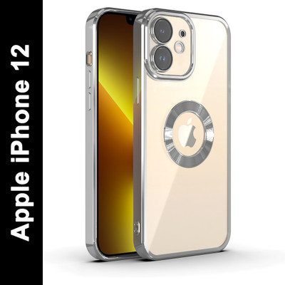 FIXTOTEL Back Cover for Apple iPhone 12, iPhone 12, Electroplating Logo View(Silver, Camera Bump Protector, Pack of: 1)