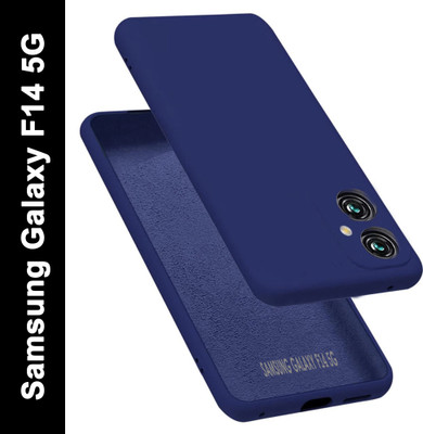 VAPRIF Back Cover for Samsung Galaxy F14 5G, Matte Rubberized Soft Silicone Protective Cloth Inside(Blue, Dual Protection, Pack of: 1)