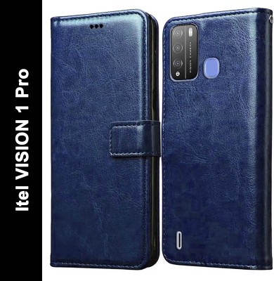 Casotec Flip Cover for Itel Vision 1 Pro(Blue, Pack of: 1)