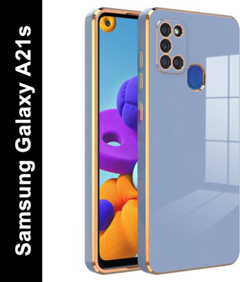 RESOURIS Back Cover for Samsung Galaxy A21s(Blue, Gold, Camera Bump Protector, Silicon, Pack of: 1)