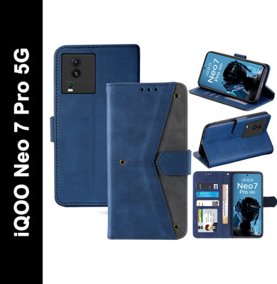Autofocus Flip Cover for iQOO Neo 7 Pro 5G(Blue, Camera Bump Protector, Pack of: 1)