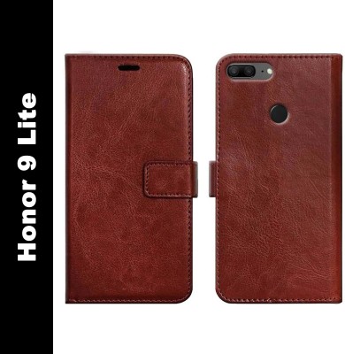 MV Flip Cover for Honor 9 Lite(Brown, Shock Proof, Pack of: 1)