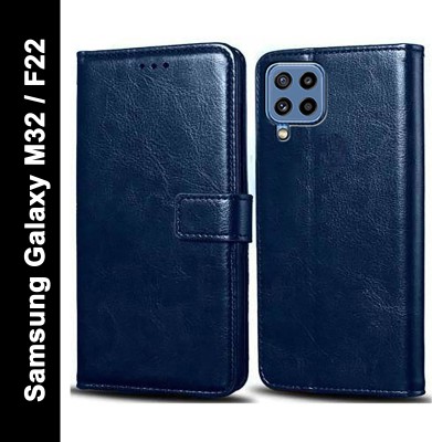 Wynhard Flip Cover for Samsung Galaxy M32, Samsung Galaxy F22(Blue, Grip Case, Pack of: 1)