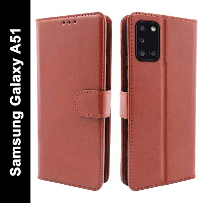 Juberous Flip Cover for Samsung Galaxy A31, Samsung Galaxy A51(Brown, Cases with Holder, Pack of: 1)