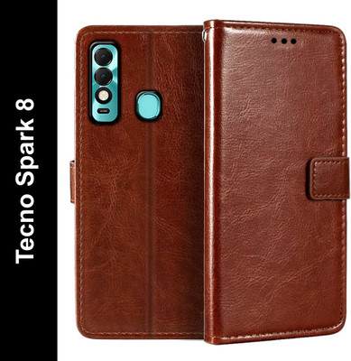 CASETON Back Cover for Tecno Spark 8(Brown, Pack of: 1)