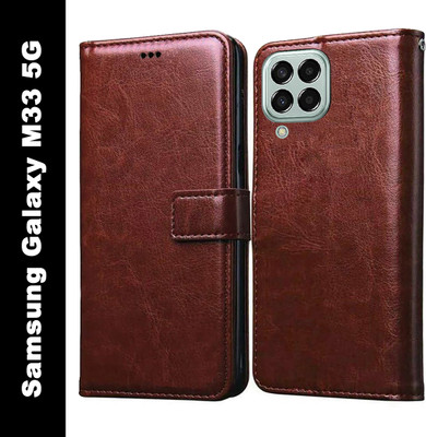 Casotec Flip Cover for Samsung Galaxy M33 5G(Brown, Pack of: 1)