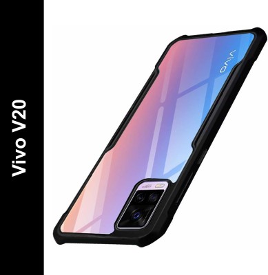 BOZTI Back Cover for Vivo V20(Transparent, Black, Camera Bump Protector, Pack of: 1)