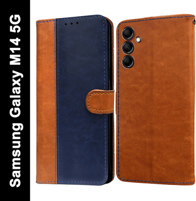 Casotec Flip Cover for Samsung Galaxy M14 5G(Brown, Pack of: 1)