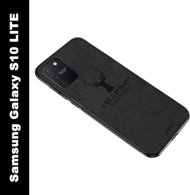 MOBILOVE Back Cover for Samsung Galaxy S10 Lite | Deer Pattern Cloth Texture Leather Finish Soft Fabric Case(Black, Grip Case, Pack of: 1)