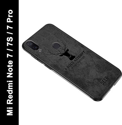 MOBILOVE Back Cover for Mi Redmi Note 7, Mi Redmi Note 7 Pro, Mi Redmi Note 7S | Deer Pattern Cloth Texture Soft Fabric Case(Black, Grip Case, Pack of: 1)