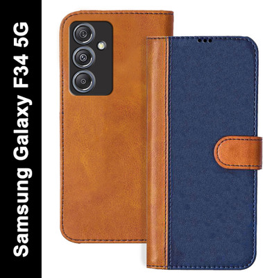Flipkart SmartBuy Flip Cover for SAMSUNG Galaxy F34 5G(Blue, Brown, Dual Protection, Pack of: 1)