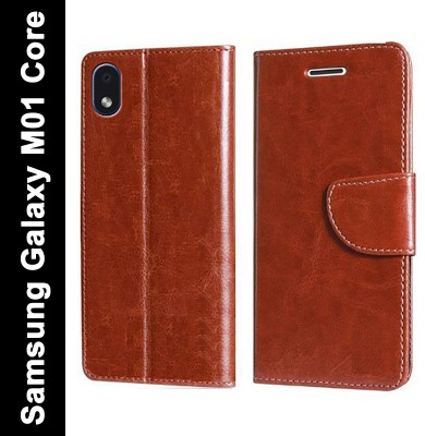 Wynhard Flip Cover for Samsung Galaxy M01 Core(Brown, Grip Case, Pack of: 1)