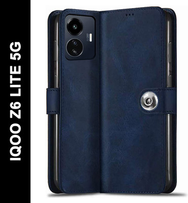 SESS XUSIVE Flip Cover for IQOO Z6 LITE 5G Designer Button Magnet Closure(Blue, Dual Protection)