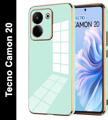 VAPRIF Back Cover for Tecno Camon 20, Golden Line, Premium Soft Chrome Case | Silicon Gold Border(Green, Shock Proof, Silicon, Pack of: 1)