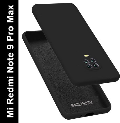 VAPRIF Back Cover for Mi Redmi Note 9 Pro Max, Matte Rubberized Soft Silicone Protective Cloth Inside(Black, Dual Protection, Pack of: 1)