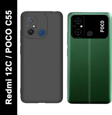 VISHZONE Back Cover for POCO C55, Poco C55, Redmi 12C(Black, Grip Case, Silicon, Pack of: 1)