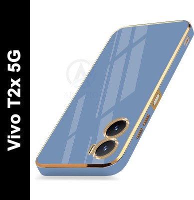 AESTMO Back Cover for Vivo T2X 5G(Blue, Gold, Dual Protection, Silicon, Pack of: 1)
