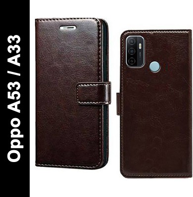 Wynhard Flip Cover for OPPO A53, OPPO A33(Brown, Grip Case, Pack of: 1)