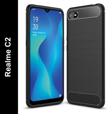 Zapcase Back Cover for Realme C2, Oppo A1K(Black, Grip Case, Silicon, Pack of: 1)