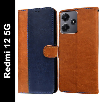 Casotec Flip Cover for Mi Redmi 12 5G, Mi Redmi 12 4G, Poco M6 Pro 5G(Brown, Magnetic Case, Pack of: 1)