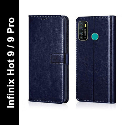 Flocculent Flip Cover for Infinix Hot 9, Infinix Hot 9 Pro(Blue, Shock Proof, Pack of: 1)