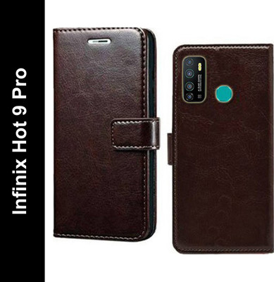 Wynhard Flip Cover for Infinix Hot 9, Infinix Hot 9 Pro(Brown, Grip Case, Pack of: 1)