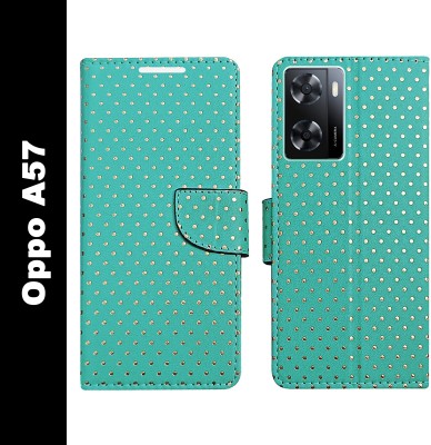 Dhar Flips Flip Cover for Oppo A57(Green, Magnetic Case, Pack of: 1)