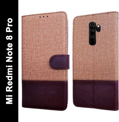 Spicesun Flip Cover for Mi Redmi Note 8 Pro(Brown, Cases with Holder, Pack of: 1)