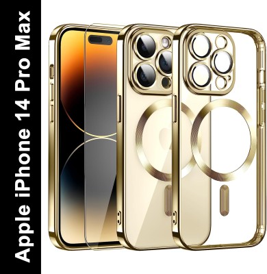 Caseex Back Cover for Apple iPhone 14 Pro Max, Caseex Electroplated Back Cover With Mag-Safe(Gold, Magnetic Case, Pack of: 1)