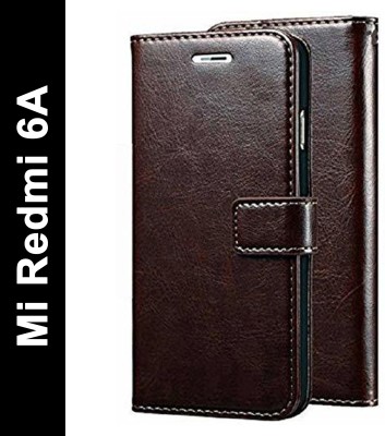 Krofty Flip Cover for Mi Redmi 6A(Brown, Hard Case, Pack of: 1)
