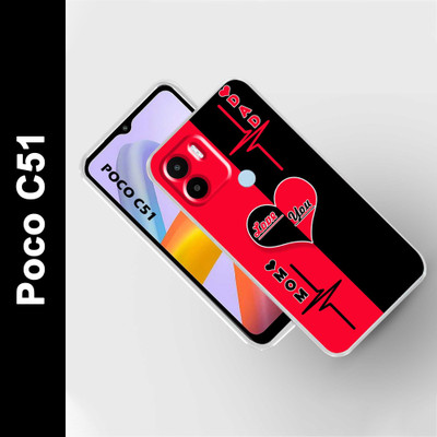 Cravation Back Cover for POCO C51(Black, Red, Silicon, Pack of: 1)