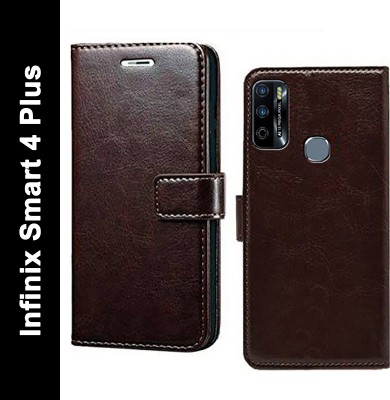 Wynhard Flip Cover for Infinix Smart 4 Plus(Brown, Grip Case, Pack of: 1)