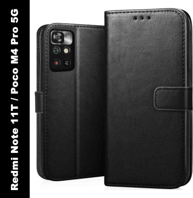 CEDO Flip Cover for Poco M4 Pro 5G, Redmi Note 11T(Black, Dual Protection, Pack of: 1)