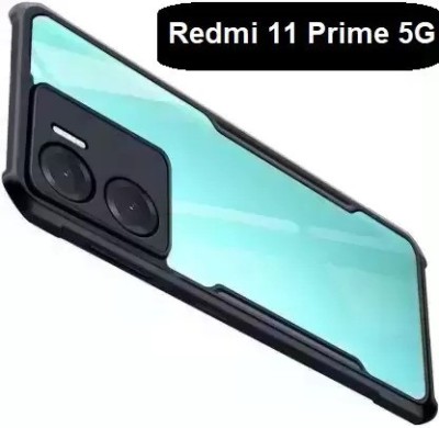 Mobile Case Cover Back Cover for Redmi 11 Prime 5G, Transparent Hybrid Hard PC Back TPU Bumper(Black, Transparent, Shock Proof, Pack of: 1)