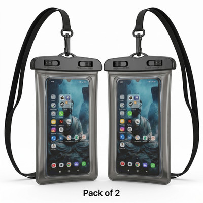 MALVAA Pouch for MALVAA Waterproof Mobile Pouch Cover | Mobile Rain Cover | Up to 7 Inch(Black, Waterproof, Silicon, Pack of: 2)