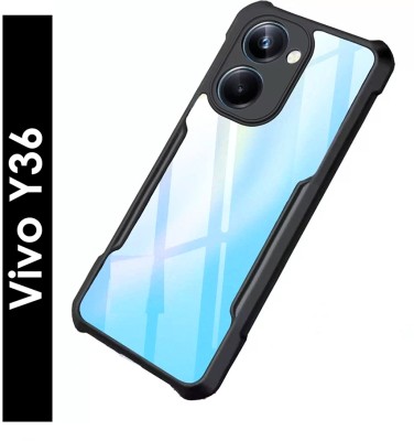 WAREVA Bumper Case for vivo Y36(Transparent, Black, Shock Proof, Pack of: 1)