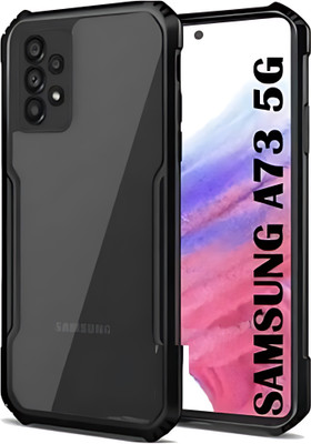ALONZO Pouch for Samsung Galaxy A73 5G, Transparent Hybrid Hard PC Back TPU Bumper(Black, Transparent, Silicon, Pack of: 1)