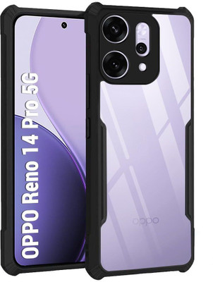 Micvir Back Cover for Oppo Reno 14 Pro 5G(Transparent, Black, Shock Proof, Pack of: 1)