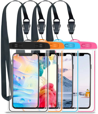 PAPLAJ ENTERPRISES Pouch for Rain for Mobile Touch Sensitive Waterproof Mobile Pouch with Strap, Size upto 6.5' Mobiles(Multicolor, Waterproof, Pack of: 4)
