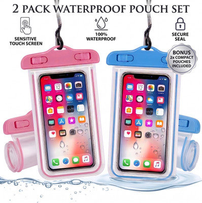 DEAL DAZE Pouch for Mobile Waterproof Cover, Dust Protective Cover Bag, Mobile Rain Pouch(Multicolor, Waterproof, Plastic, Pack of: 2)