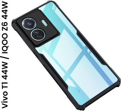 WAREVA Back Cover for VIVO T1 44W / IQOO Z6 44W(Black, Transparent, Grip Case, Pack of: 1)