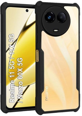 FIXTOTEL Back Cover for Realme 11 5G, Realme 11x 5G, Realme Narzo 60X 5G, Grip Case, Flexible, Camera Protector(Black, Transparent, Shock Proof, Pack of: 1)
